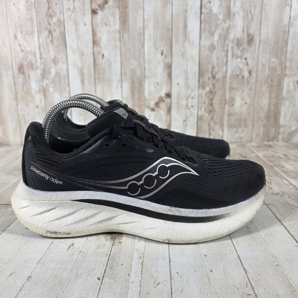 Saucony Ride 18 Womens Running Shoes Black White S11000-100 Size 7.5